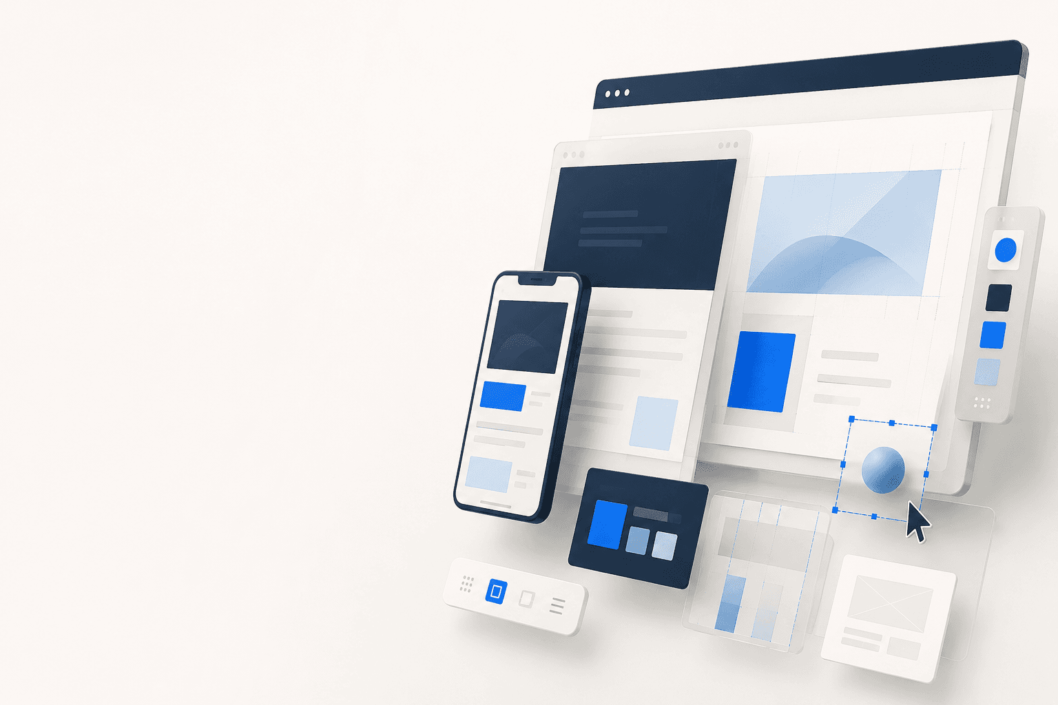 Abstrakt illustration av responsiv webbdesign och digitala gränssnitt